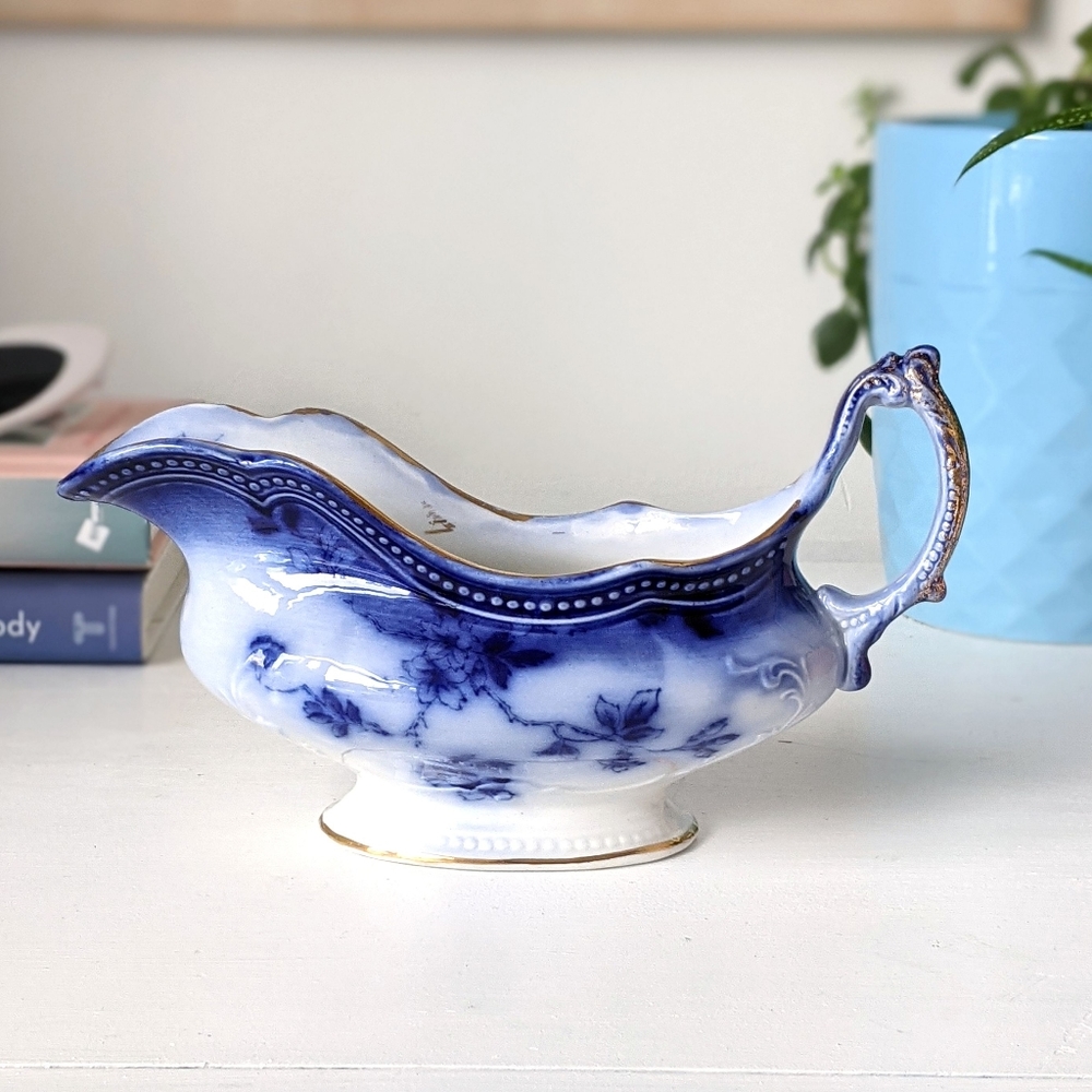 "st louis" johnson bros flow blue gravy boat